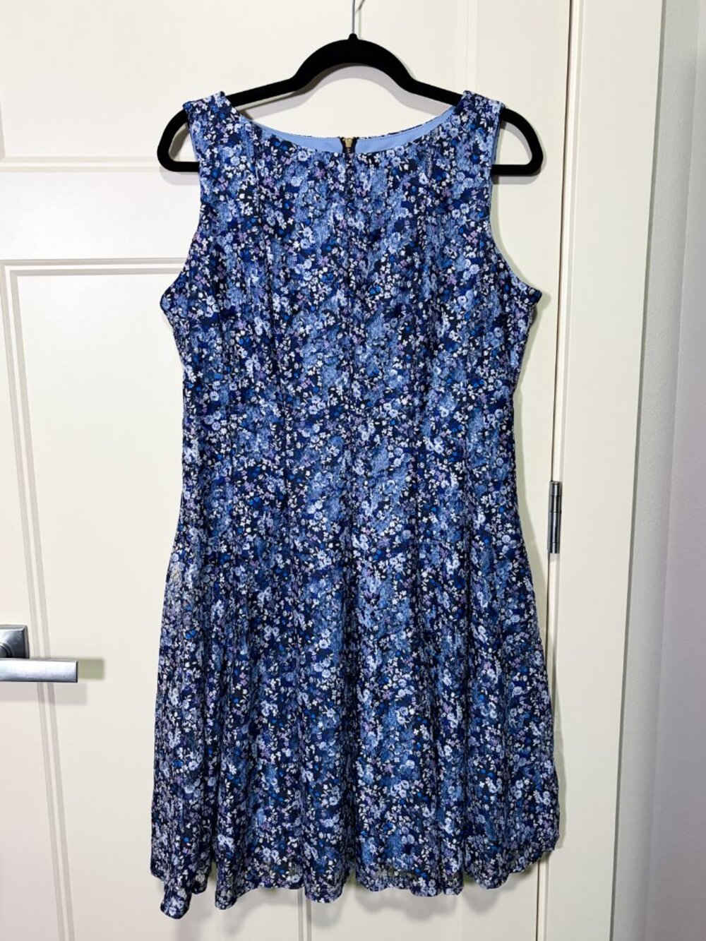 Danny & Nicole Size 14 Blue Floral Lace Fit & Flare Dress - Sleeveless